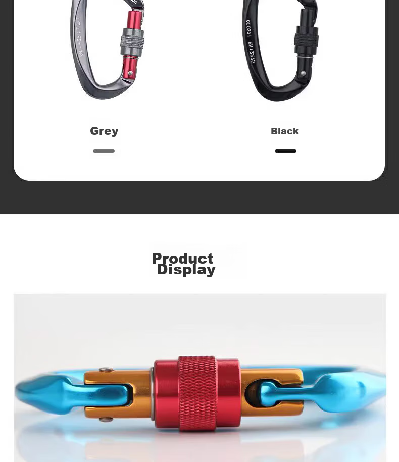 Geermu Climbing Equipment, Main Lock, Aluminum Alloy Lock Buckle Safety Hook, Meilong Lock Load-Bearing, Carabiner, D-Shaped Lock, GM976, Blue 12