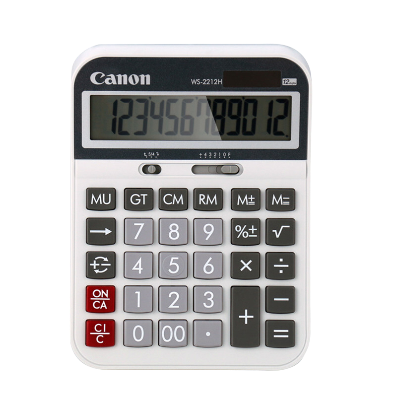 Canon WS-2212H Desktop Solar-Powered Wide-Screen Financial Business Calculator for Office, Large Size, Quick Calculation, Bank Multi-Function 12-Digit Dual Power Calculator