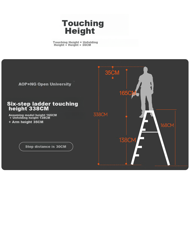 AOPENG Folding Ladder, Household A-Frame Ladder, Thickened Aluminum Alloy Six-Step Ladder, Multifunctional Double-Sided Engineering Staircase 15