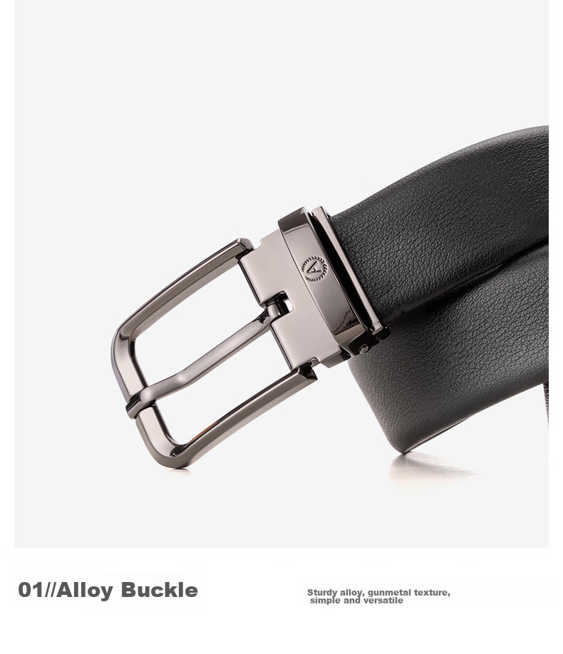 Aokang Men's Belt with Pin Buckle, Top-Grain Leather, Casual Business Waistband, Birthday Gift for Husband 7