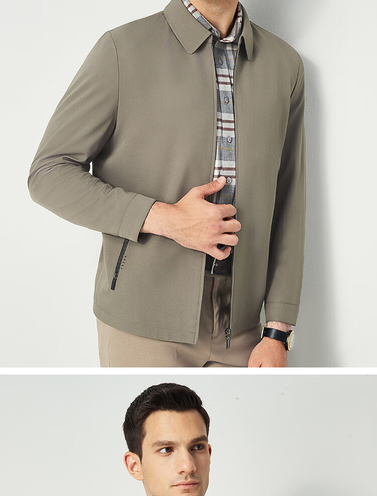 FIRS Lapel Jacket for Men, Business Casual Simple Wrinkle-Resistant Windproof Warm Zip-Up Cardigan Jacket Outerwear for Me 4
