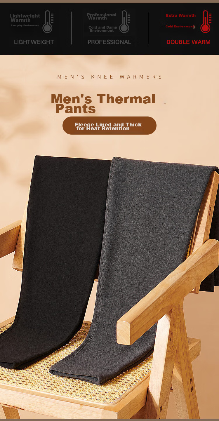 XUEXIMAN Thermal Underwear for Men, Fleece-Lined Thick Lambswool Knee Protection Autumn Pants Winter Men's German Velvet Heat-Generating Cold-Proof Base Layer Cotton Pants 2
