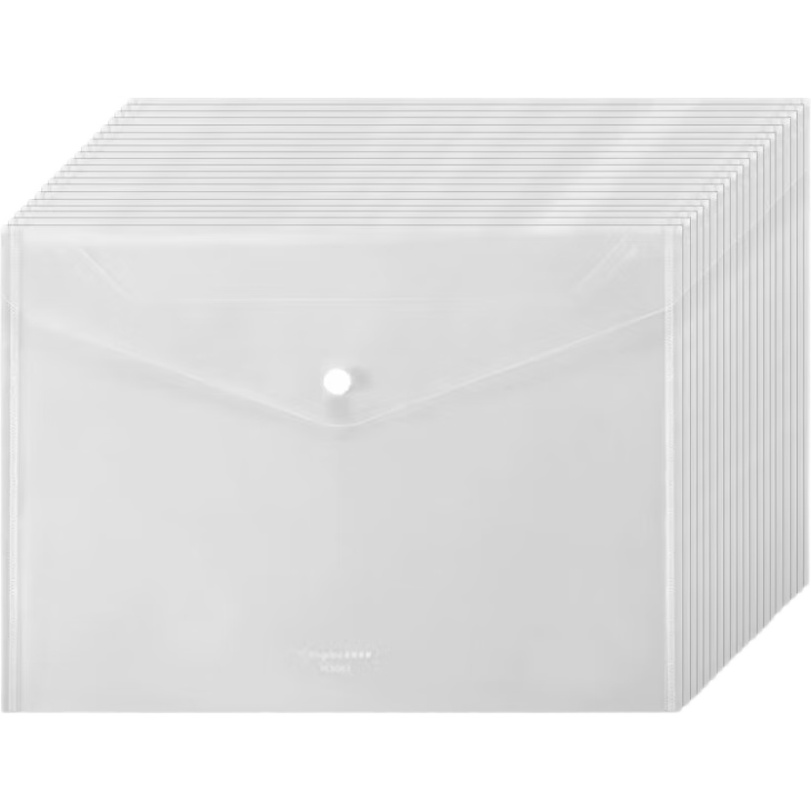 Kingdee 20 A4 Thick Transparent File Folders with Button Closure, Essential for Back-To Season, Subject Classification Booklets, Waterproof Document Folders, Briefcase, Financial Receipt Storage