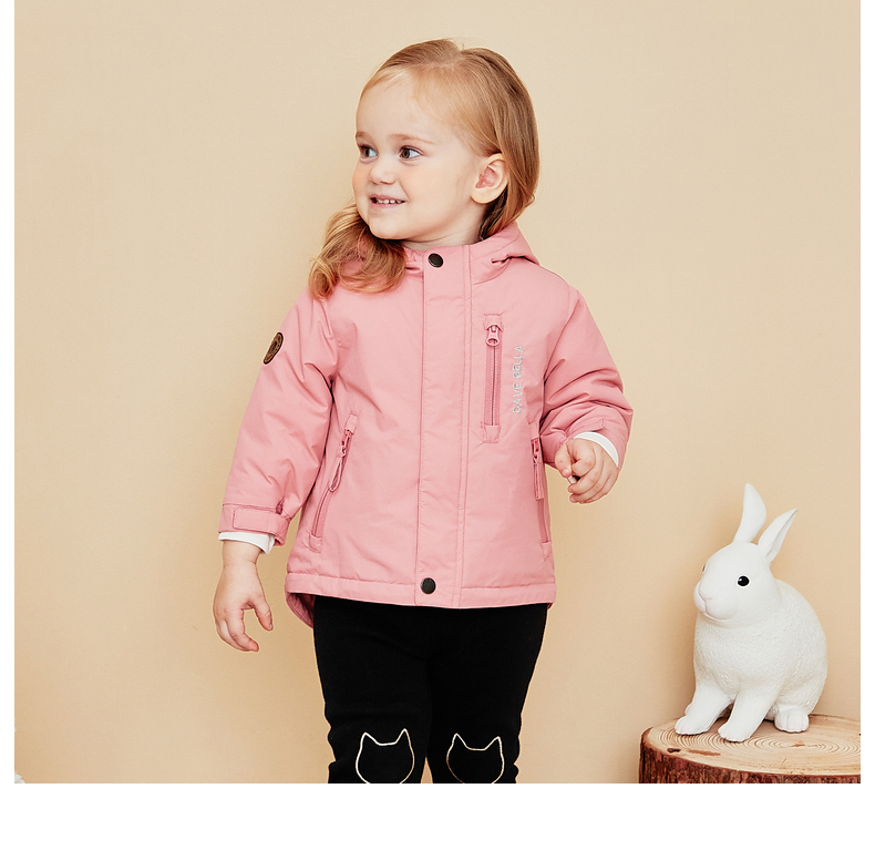 DAVE & BELLA Kids Cotton Padded Jacket Girls Winter Coat Boys Thickened Hooded Cotton Coat 8