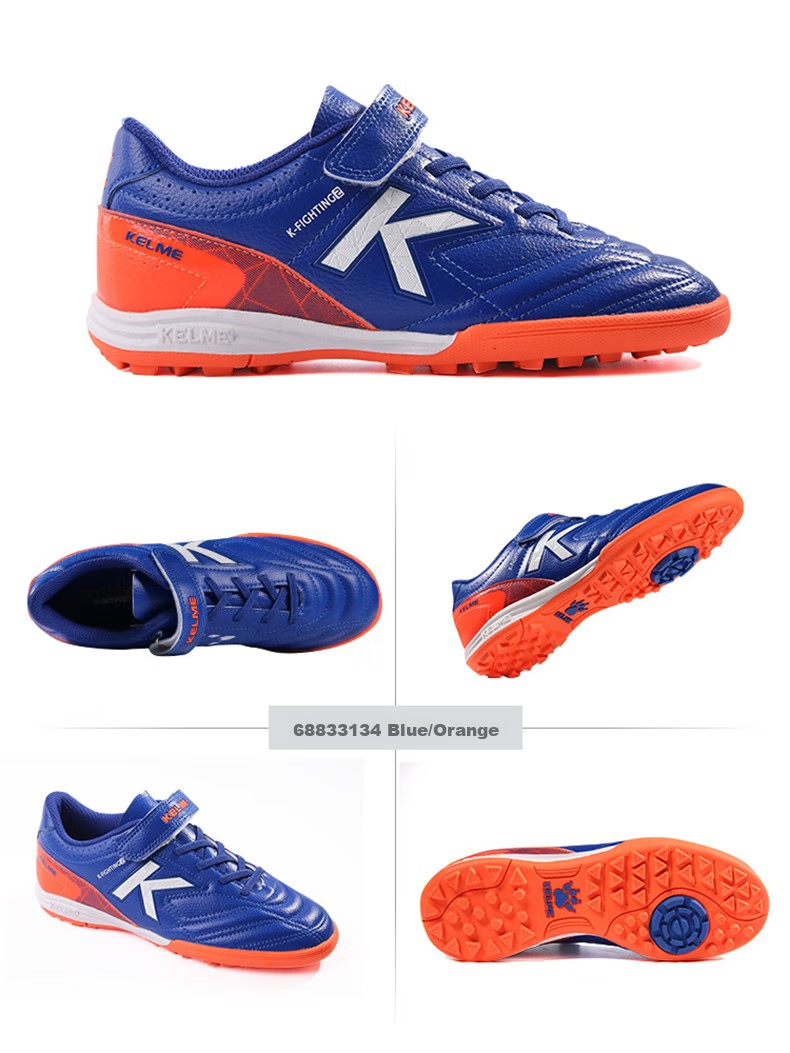 KELME Soccer Shoes, Youth TF Turf Cleats, Competition Student Non-Slip Wear-Resistant Football Boots for Men, Royal Blue/orange, Size 36 19