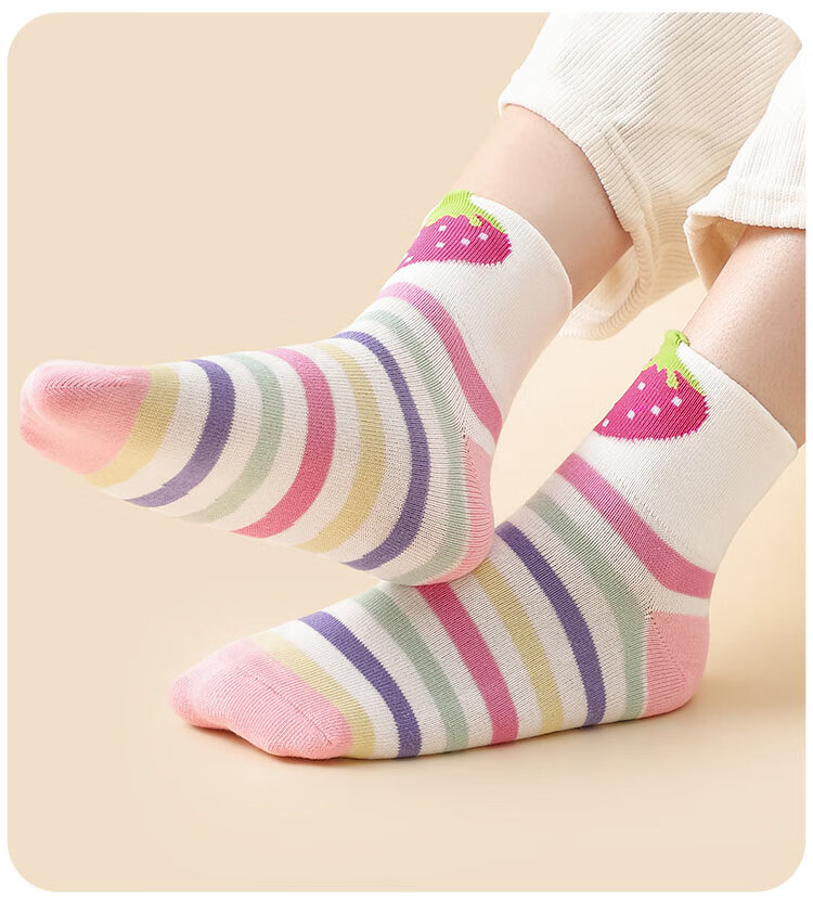 LangSha Children's Socks, Girls' Spring And Autumn Mid-Calf Cotton Socks, Comfortable Breathable Student Socks, Cute Socks for Older Children, Durable Socks 14