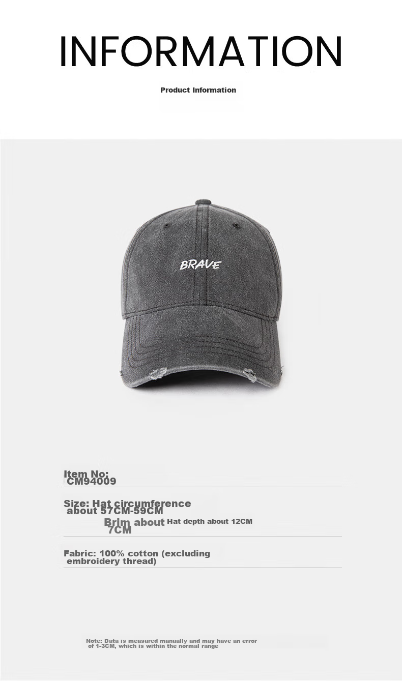 FANCET Baseball Cap for Women, Face-Slimming Sports Cap, Washed Distressed Hat with Soft Top, Pure Cotton Wide Brim Deep Duck Tongue Cap 8