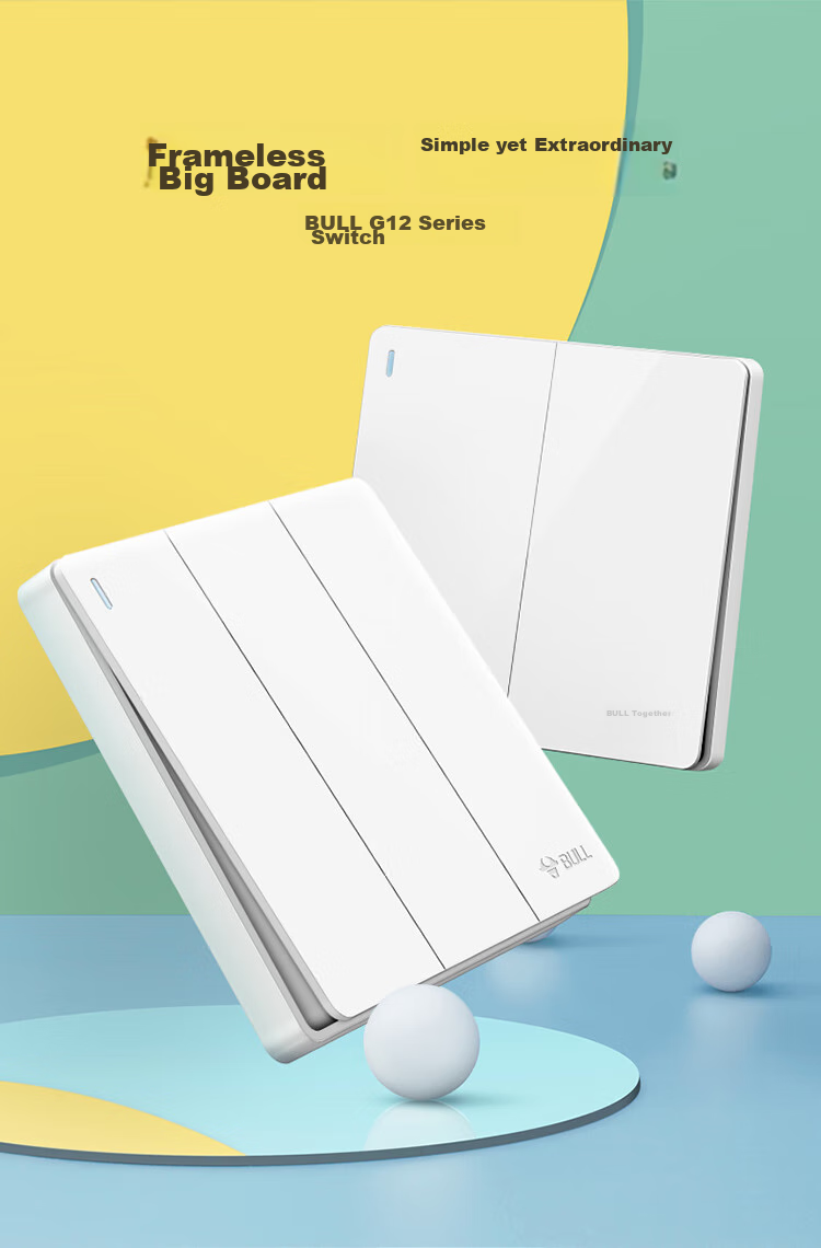 BULL Switch Socket G12 Series Three-Gang Single-Control Switch, 86-Type Large Panel Switch G12K311, Ivory White 3