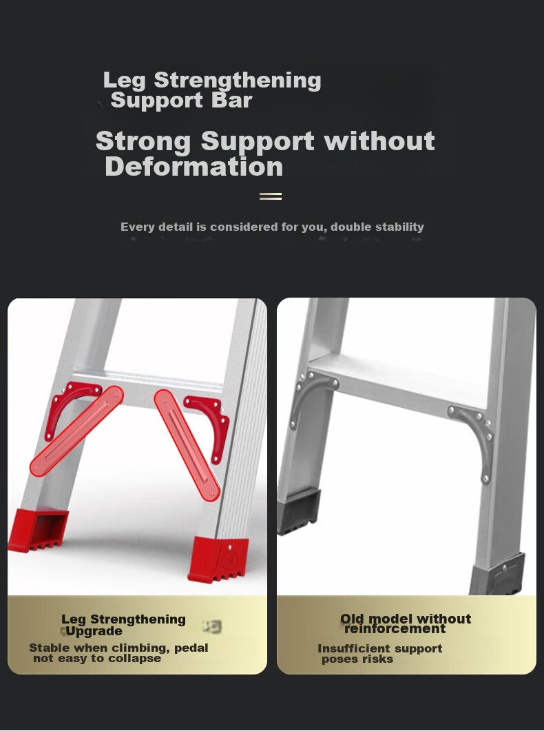 Cenggao Aluminum Alloy Household A-Frame Ladder, Folding Engineering Ladder, Warehouse Industrial Ladder, Red Reinforced And Sturdy Model with 5 Steps 9