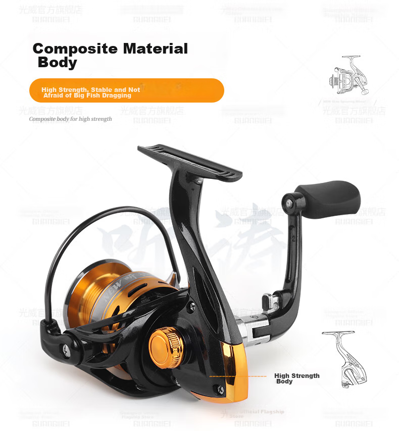 GW 4000 New Listening Spinning Reel Metal Line Cup Long-Casting Spinning Reel Straight Handle Lure Spinning Reel Lure Fishing Reel 6