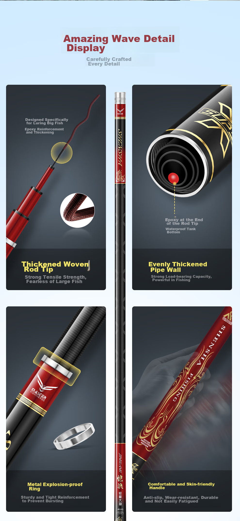 Shensha Jinglang 5.4m Fishing Rod, Ultra-Light And Ultra-Hard, 19 Sections, Carp And Bighead Carp Rod, Platform Fishing Rod, Big Fish Rod, Carbon Fiber Hand Rod, Fishing Pole 14