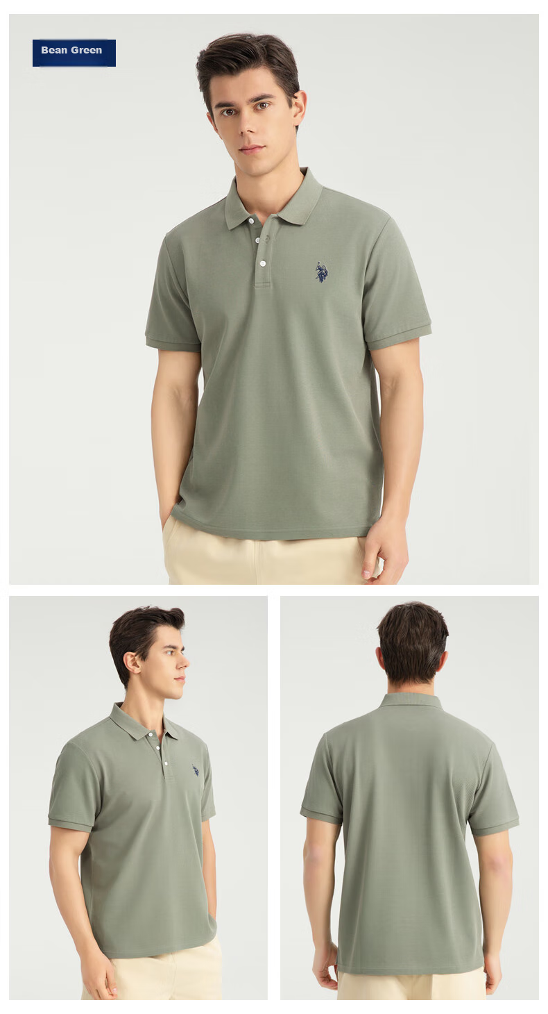 U.S. POLO ASSN. Men's Short Sleeve Polo Shirt Summer Business Casual Collared T-Shirt Black M Father's Day Gift 17