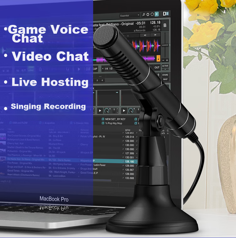 SAST OK-57B Computer Microphone for Desktop, Laptop, Conference, Online Classes, Video Games, Remote Voice Broadcasting, PUBG, USB Sound Card Wired Mic Condenser 16