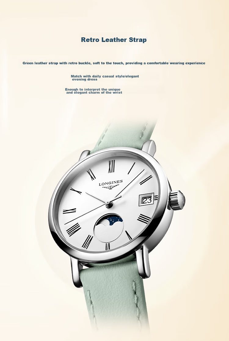 LONGINES Swiss Watch, Elegant Collection, Women's Leather Strap Quartz Watch L43304110 6