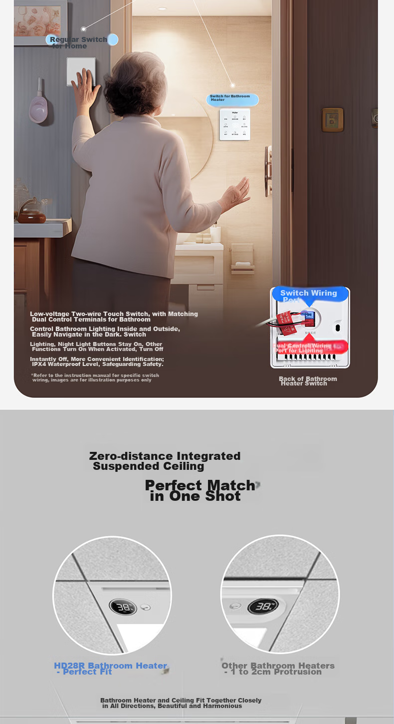 Haier Wind And Heat Bathroom Heater with Antibacterial Series, Integrated Five-In Heating Lamp HD28L for Bathroom 13