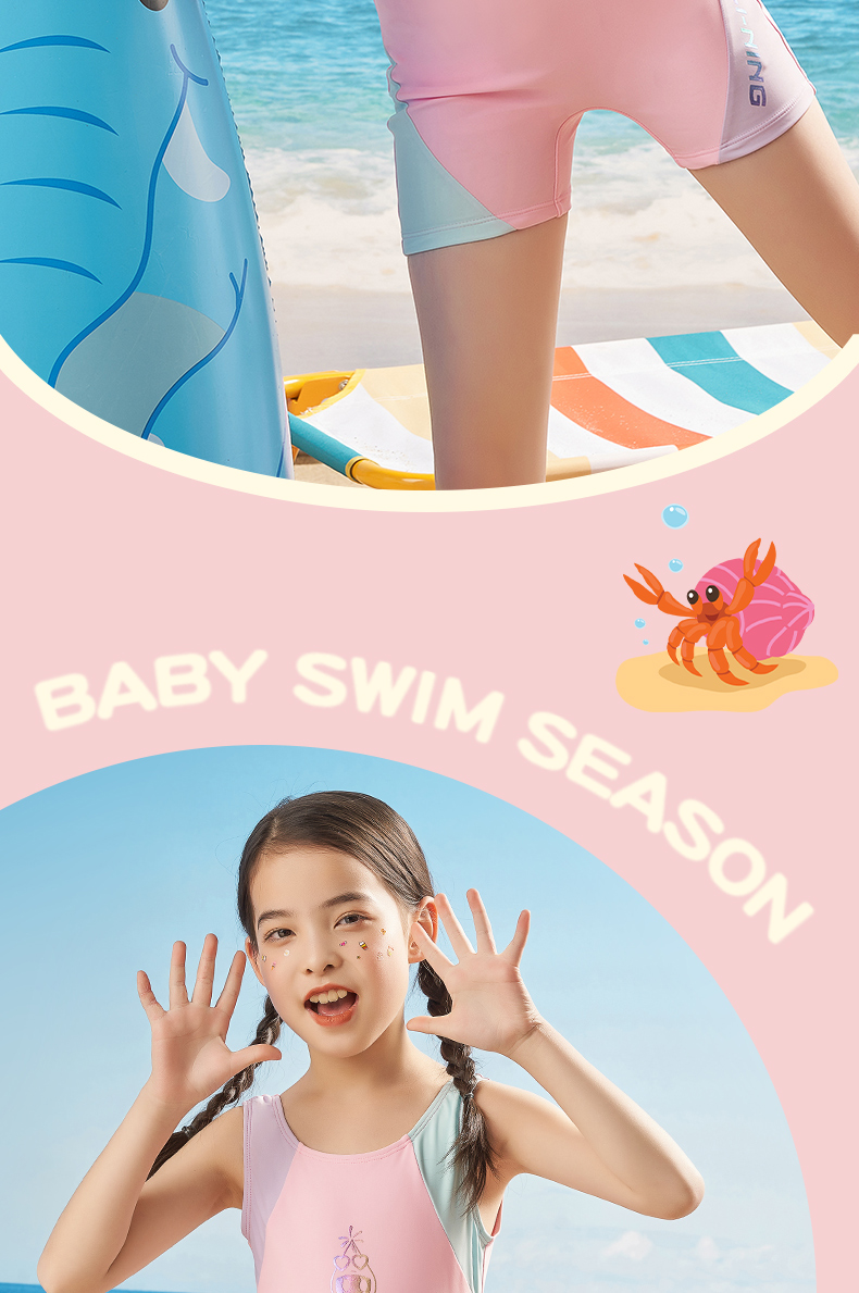 Li-Ning Children's Swimsuit, Girls' One-Piece Swimwear, Breathable Quick-Dry Swimming Training Suit 005, Lavender Purple, Size 130 12