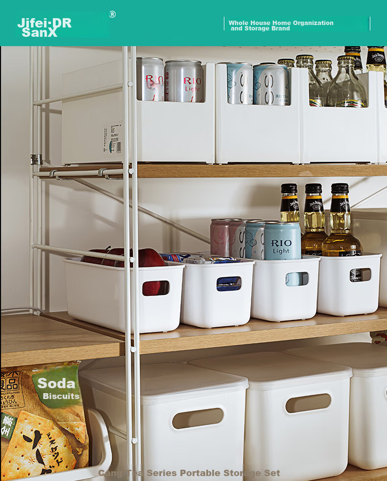 Jicang Storage Box, Household Kitchen Organizer, Plastic Storage Container, Snack And Cosmetics Storage Box, Storage Bi 1