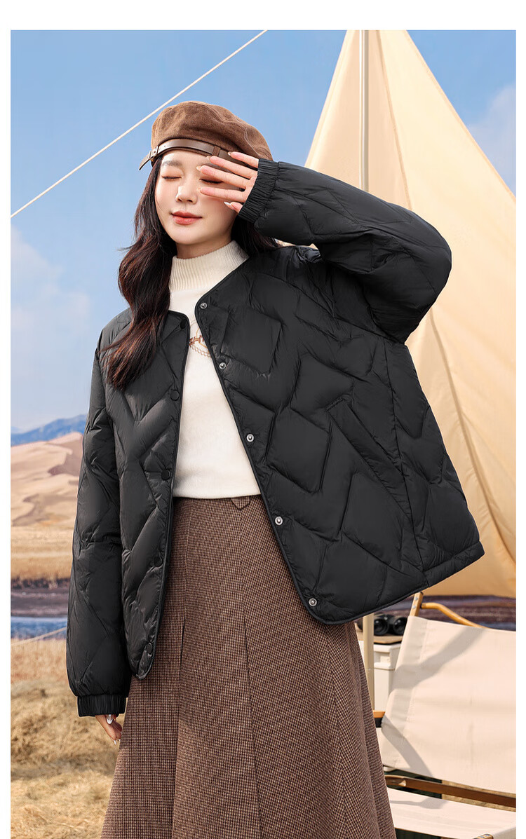 SNOWFLYING 2025 New Fashion Classic Versatile Lightweight Down Inner Shirt Windproof Cuff Warm Women's Short Down Jacket 13
