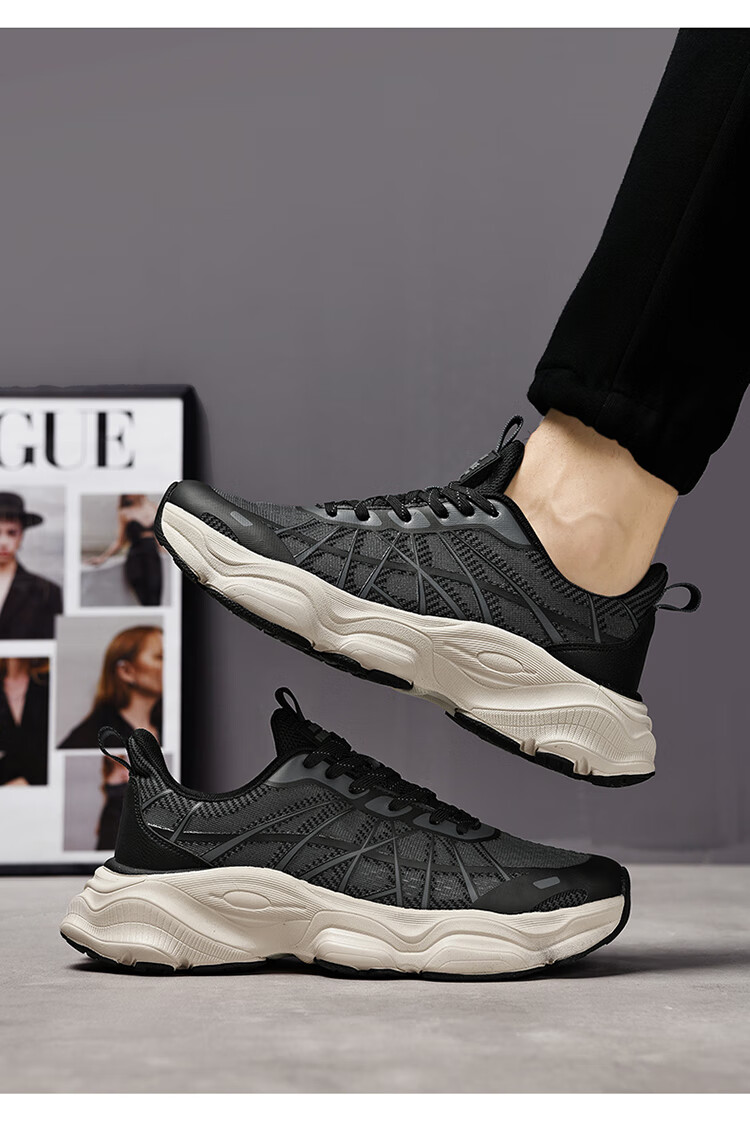 Aokang Men's Versatile Mesh Dad Shoes Sneakers Height-Increasing Casual Shoes for Men, Black, Size 40 4
