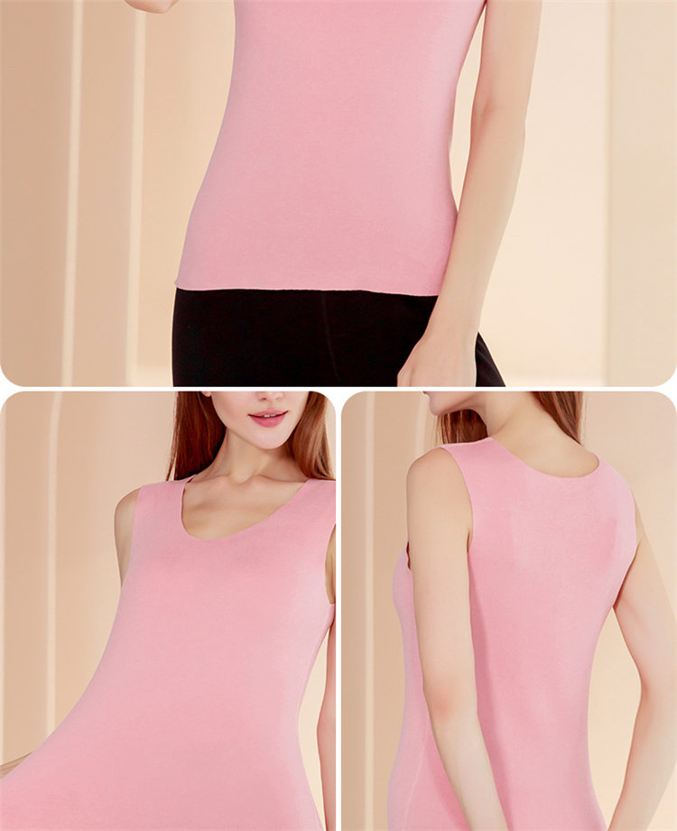 LangSha Women's Thermal Vest Slim Fit Autumn Seamless High Elastic Double-Sided Brushed Top Slimming Warm Underwear 14