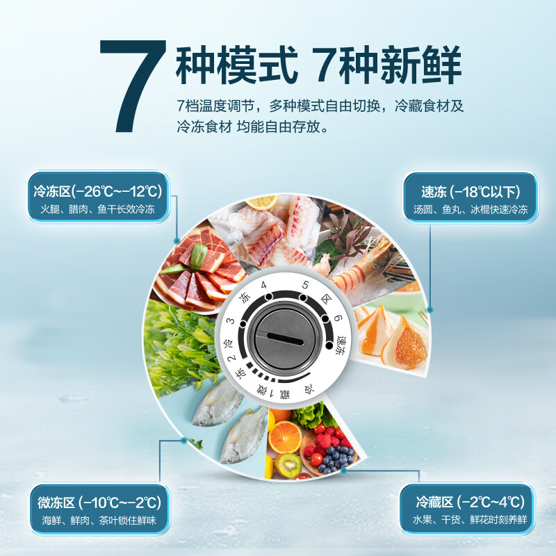 美菱（MeiLing）冰柜家用商用双温双箱冷柜冷藏冷冻大容量冰柜节能低噪双温冰柜卧式节能断电保护七档调温小冰柜 BCD-218DTCX星空灰 218L