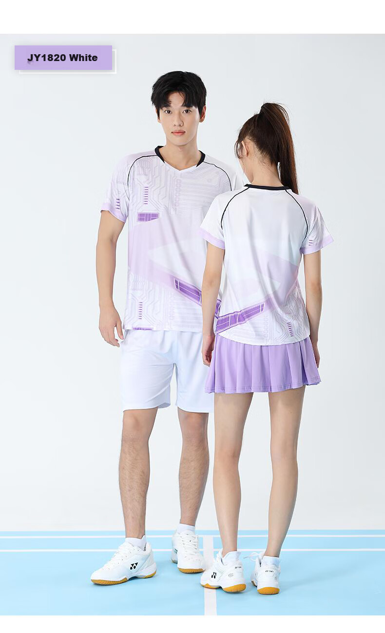 LIEYAO Badminton Customized Competition Set Breathable Short-Sleeve Tennis Shirt LY1816-M White XL 16