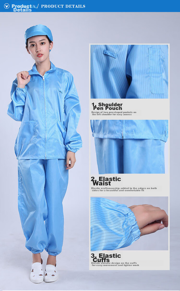 Zhierkang Antistatic Two-Piece Coverall with Hood, White 4XL, Cleanroom Protective Workwear for Dust-Free Paint Spraying And Clean Rooms 3