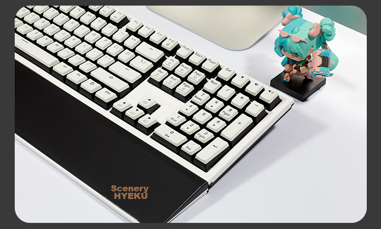 Hyeku X5 Pro Wireless Bluetooth Wired Tri-Mode Keyboard, Five-Port Hot-Swappable, 108 Keys, PBT Keycaps, Black Forest Mousse, Kailh BOX, Lava Gold Switches 24