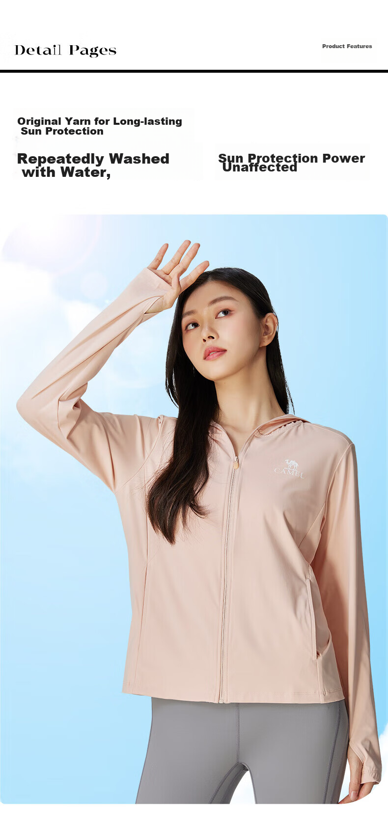 CAMEL Original Yarn Sun Protection Clothing for Men, 2024 Spring And Summer New Style, Cool And Breathable Outdoor Sun Protection Skin Coat Jacket for Women, 0003 6
