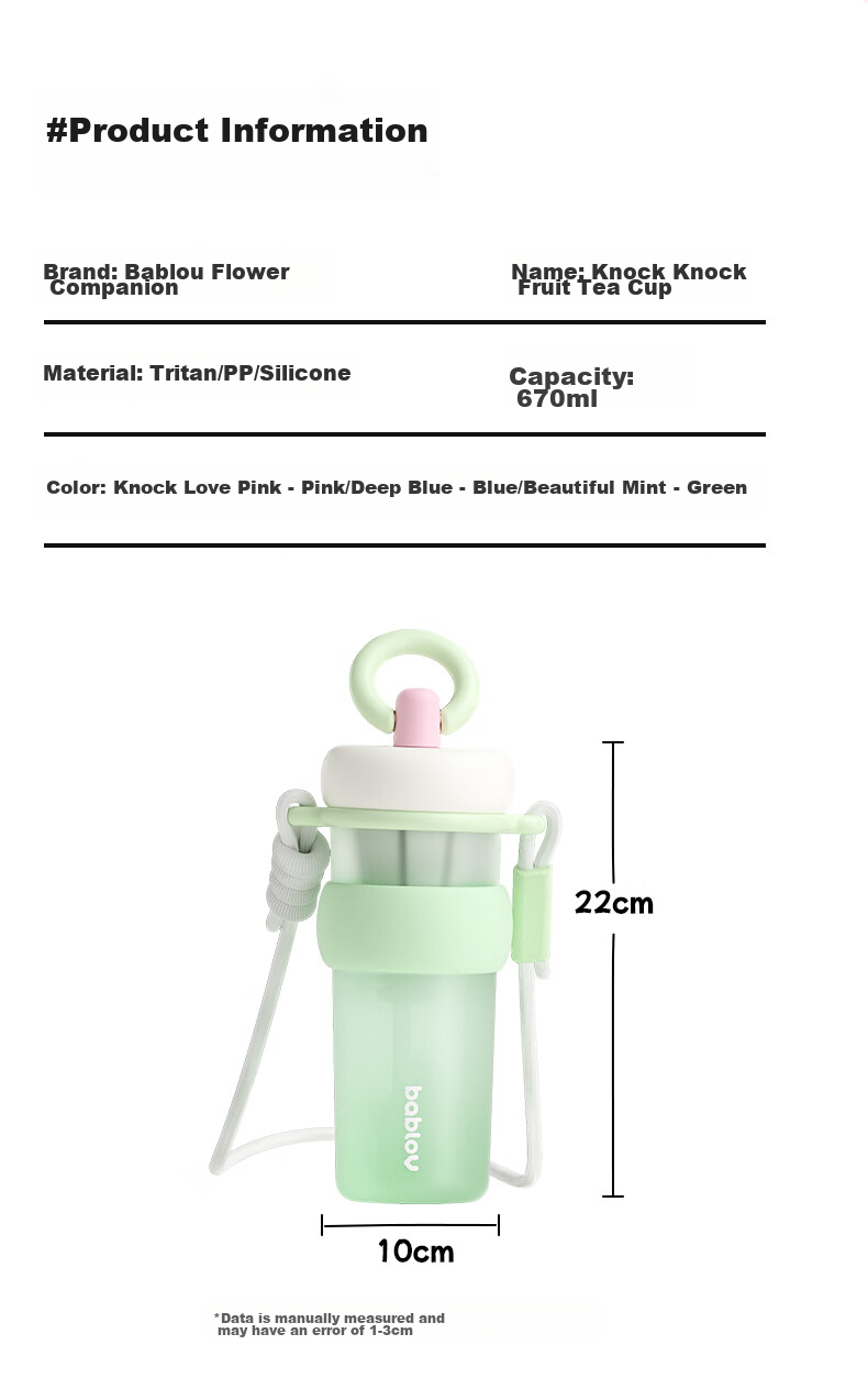BABLOV Huaban Sen Sports Water Bottle for Women Large Capacity Tritan Straw Cup High Aesthetic Student Summer Mother's Day Gift 12