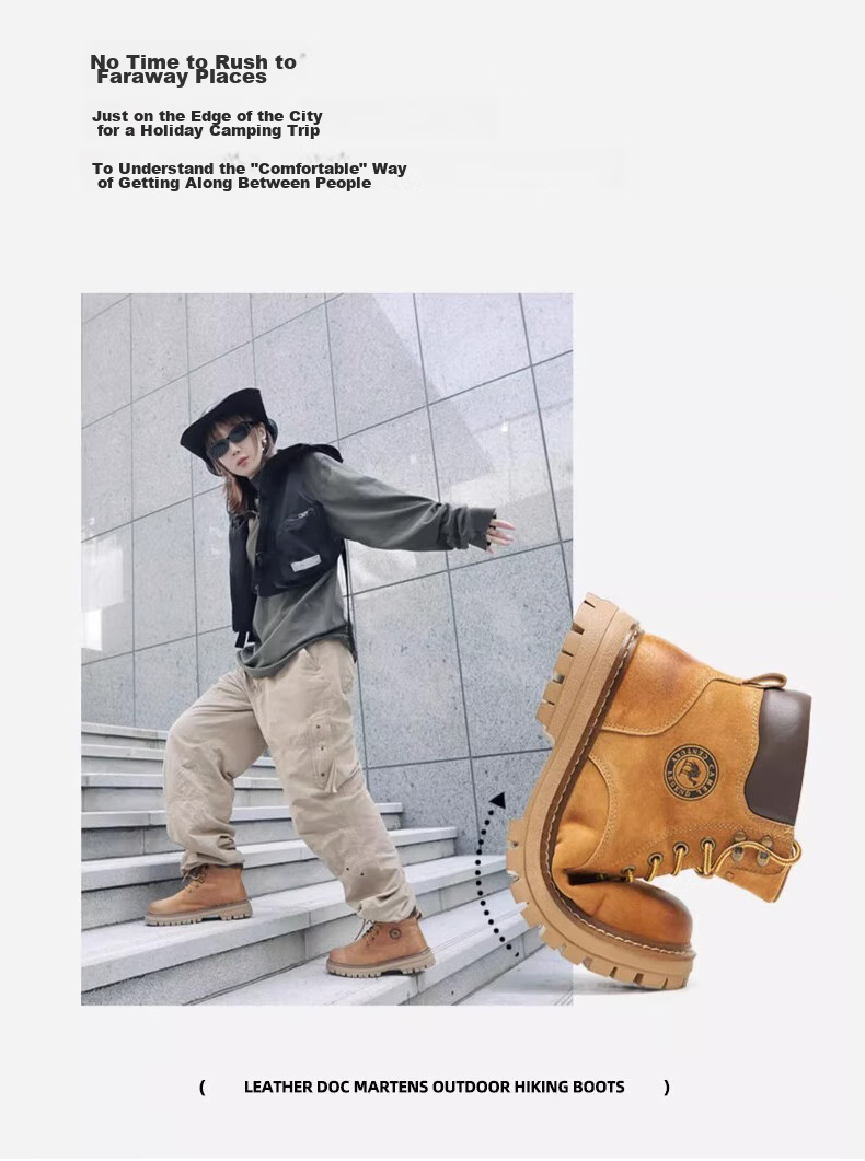 CAMEL Wang Junkai's Matching High-Top Outdoor Work Boots for Men, G15W136025, Desert Yellow, Size 43 18
