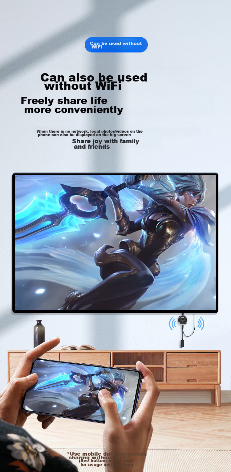 BIAZE Wireless Screen Mirroring Device for Mobile Phones, 4K HD Decoding HDMI Audio And Video Synchronization Transmitter, Compatible with Apple, Android, Huawei Phones, Computers for Connecting to TVs, Monitors, And Projectors 20