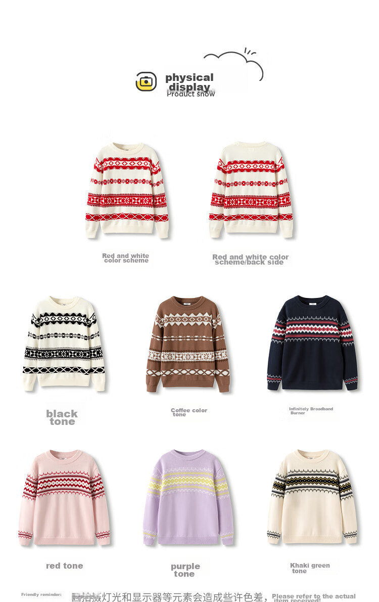 BALABALA Children's Clothing, New Winter Sweater for Girls, Fair Island Style, Round Neck, Fashionable Top, Comfortable And Trendy 14