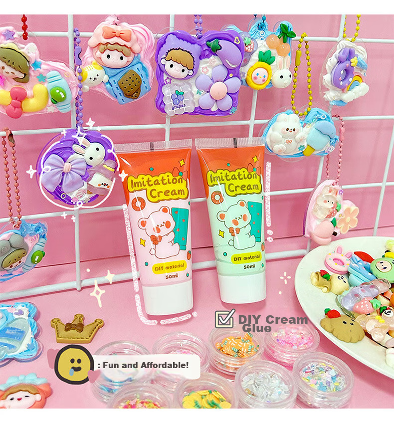 Danmiqi Cream Glue Guka Stickers Complete Set, Children's DIY Handmade, Girls' Pretend Play Toys, Gift Box, Birthday Present 4