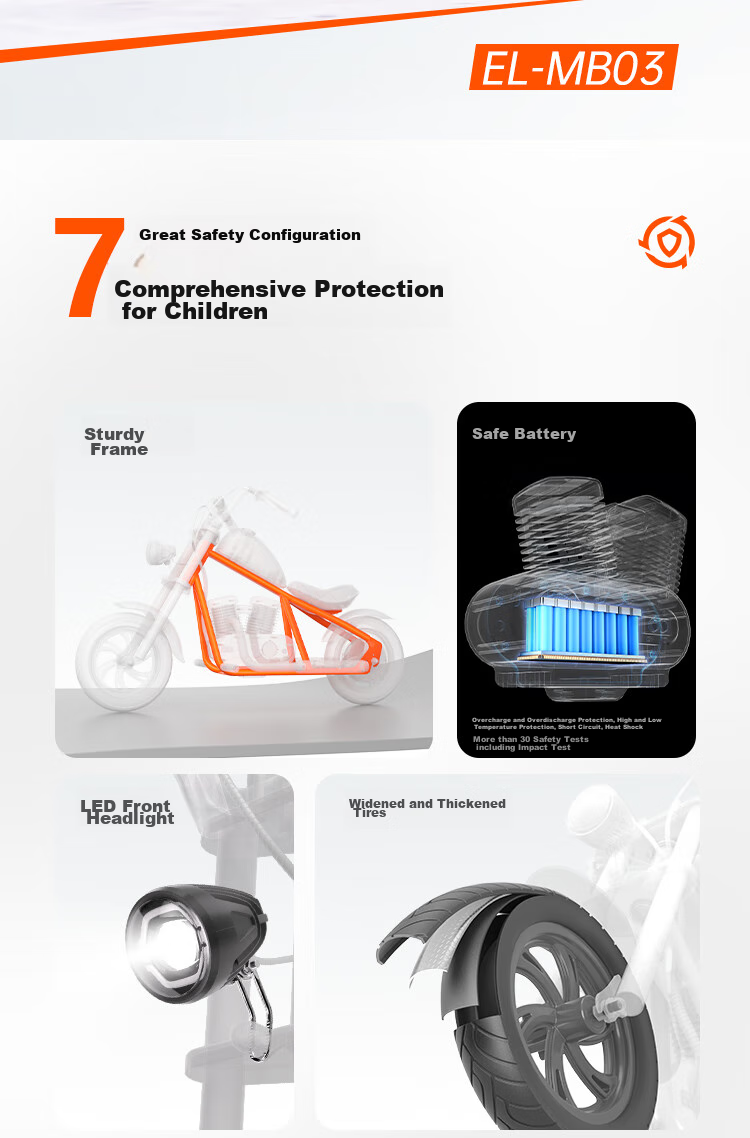 Baofengqishi Children's Electric Motorcycle, Cool Harley Design, for Ages 3-16, Birthday Gift, 3C Certified, Two-Wheel, Single Drive, Mini Harley, Small Electric Scooter 5