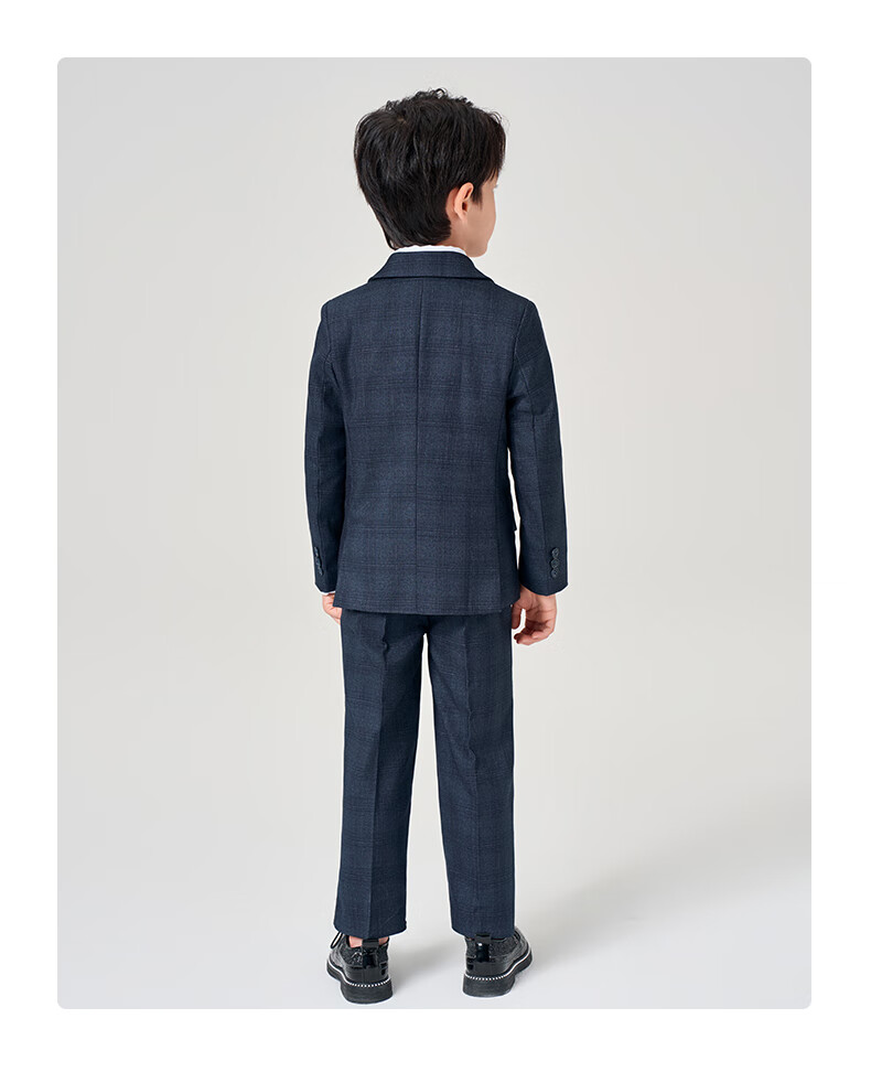 Romon Children's Suit Set Boys British Style Blazer Navy Plaid 150 15