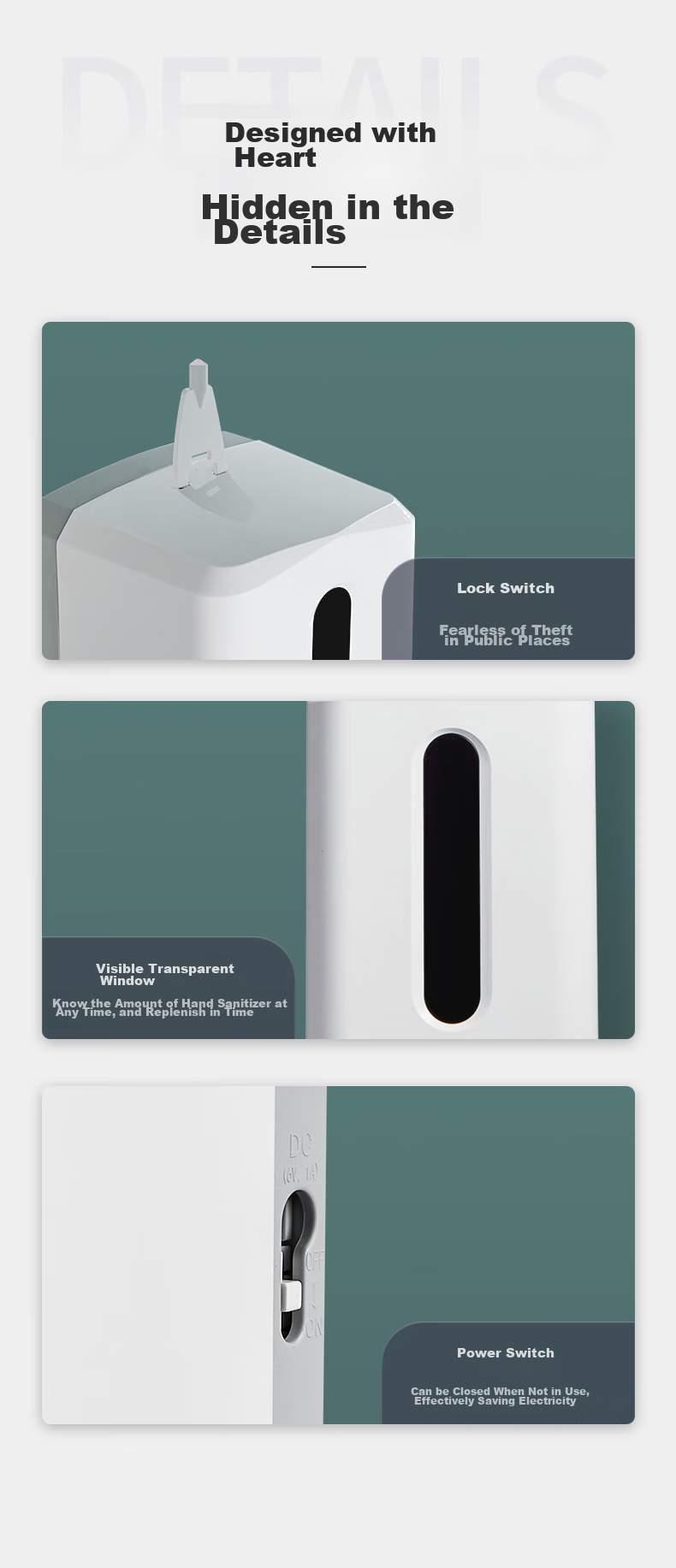 Interhasa! F9305 Automatic Soap Dispenser, Wall-Mounted Hand Soap Machine, Bathroom Soap Liquid Box 9