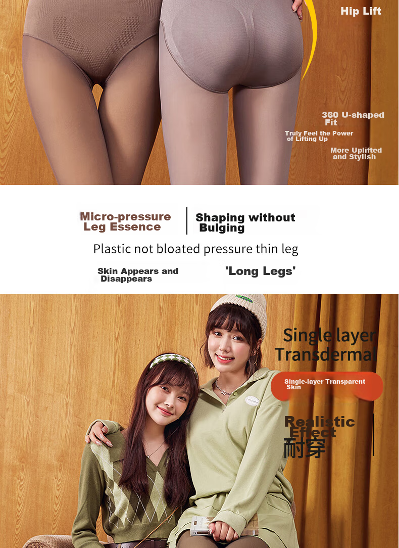LangSha Autumn Winter Thickened Fleece Lined Slimming Sheer Fake Tights Warm Outerwear Women's Leggings 5