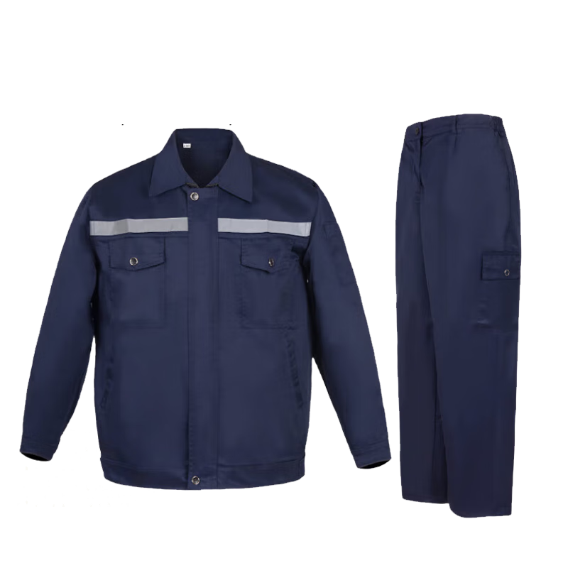 Leyoubaiyi Men's Long Sleeve Workwear Set Durable Factory Workshop Uniform Reflective Stripes Auto Repair Labor Protection Spring Autumn Dark Blue Thickened Long Sleeve Size 175