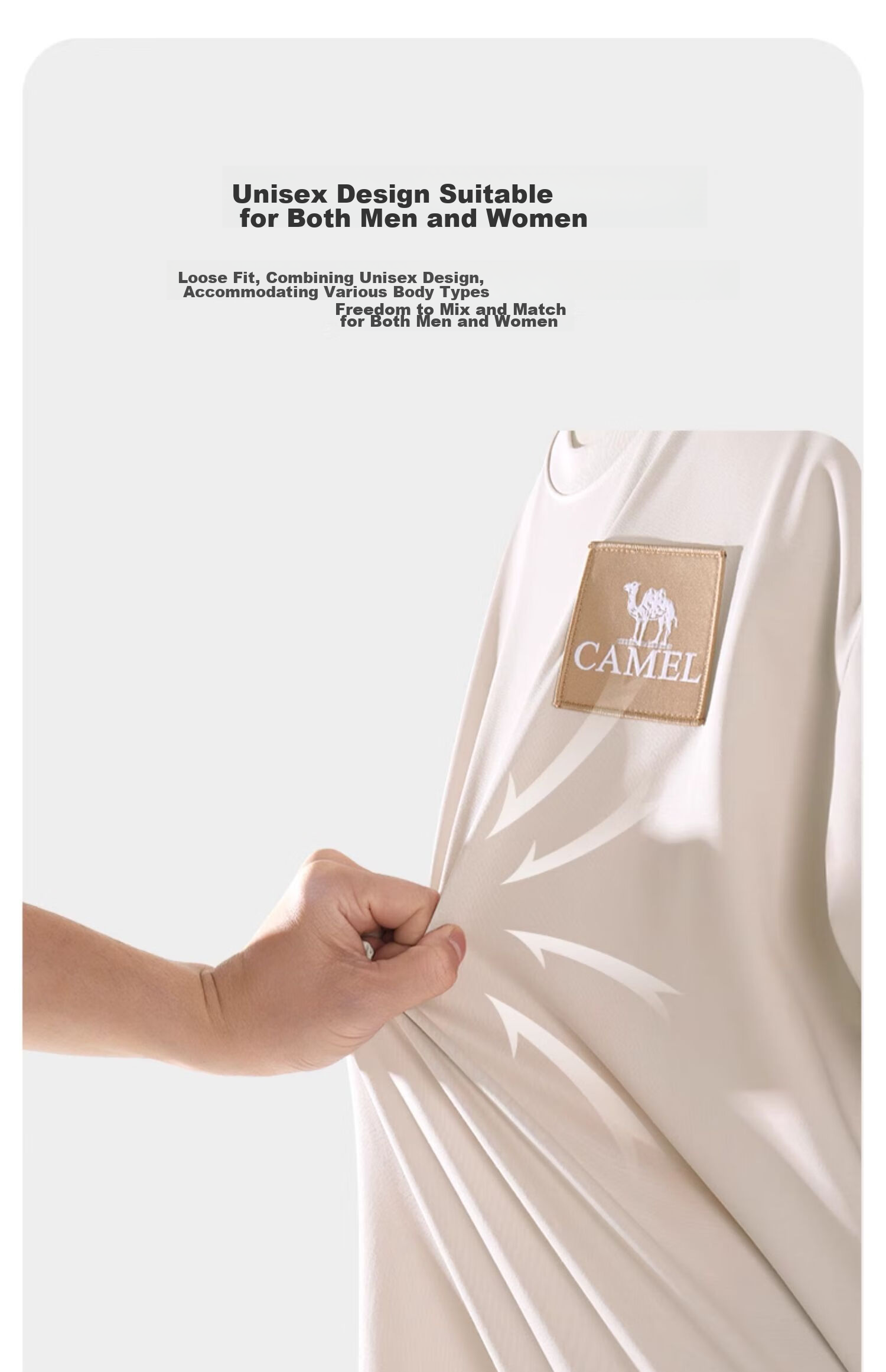 CAMEL Outdoor Short-Sleeve Round Neck T-Shirt, Summer Waterproof And Oil-Resistant, Unisex Style, Loose-Fitting Top for Men And Women, 1138 L 8