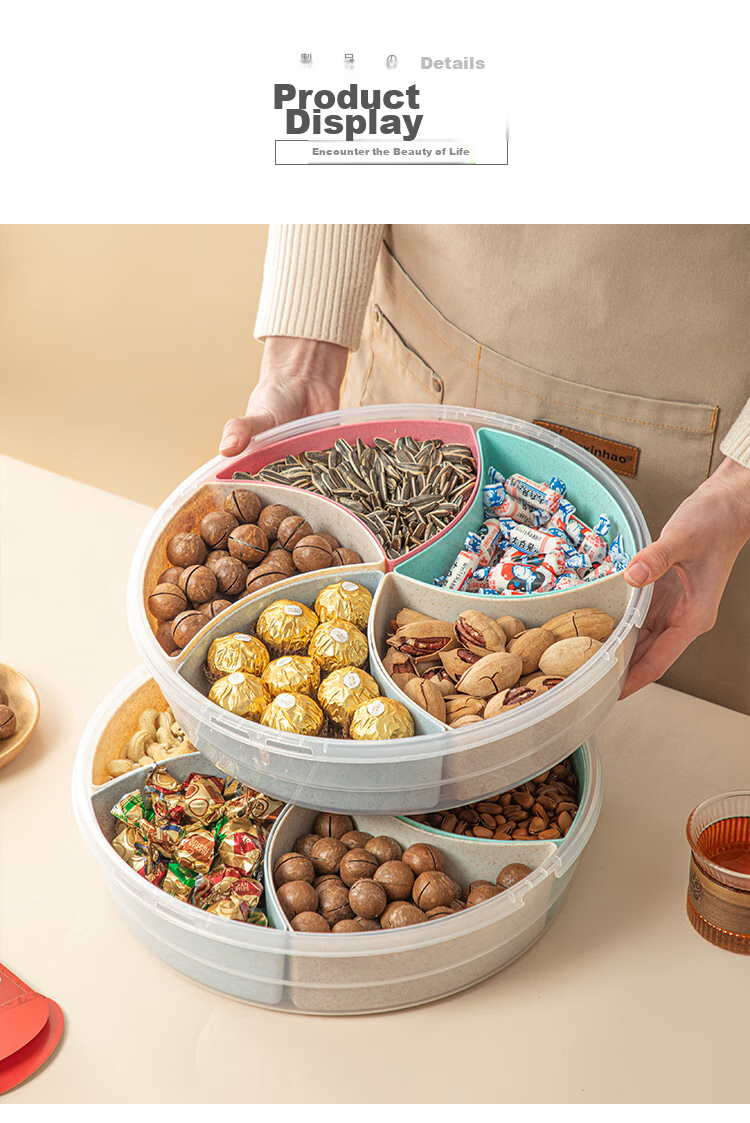 Daisy Leaf Large Capacity Dried Fruit Snack Storage Box for New Year Living Room Coffee Table Sunflower Seeds Candy Nuts Fruit Organizer 14