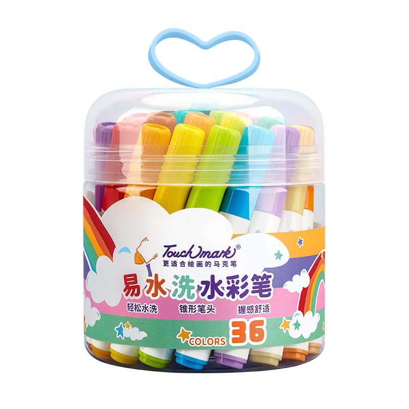 Touch Mark Children's Watercolor Markers, 24 Colors, Student Drawing Pens, Washable, Easy-Grip for Kids, Odorless, Thick-Tip Markers, Elementary School Student Coloring Set, Birthday Gift, Drawing Pens