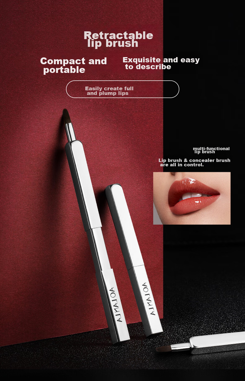 AOLANLA Portable Retractable Lip Brush, Skin-Friendly Soft Lipstick Brush, Multifunctional Blending And Concealing Brush, Single Makeup Brush 1