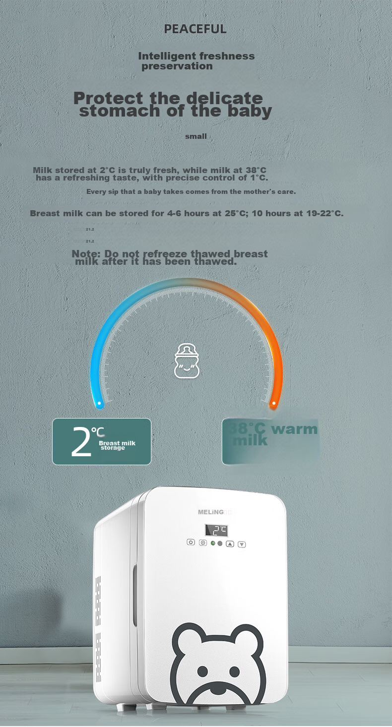 MeiLing Car Refrigerator, 10L Mini Fridge, Student Dorm Office Breast Milk Cooler And Warmer, Outdoor Breast Milk Cooler And Warmer 9