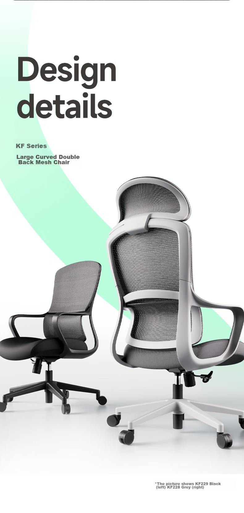 Deli KF229 Ergonomic Chair, Dual Back Structure Office Chair Computer Chair, Comfortable Long-Sitting Gaming Chair, Black 9