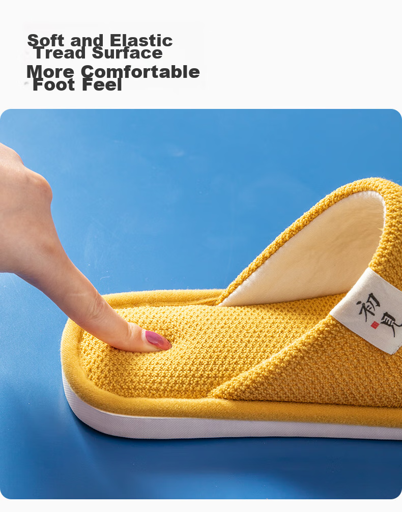 GUOLUOFEI Spring And Autumn Cotton Slippers for Men, Indoor Home Wooden Floor Slippers for Women, All Seasons Spring Autumn Winter, Ginger Yellow Color, Size 36-37 3