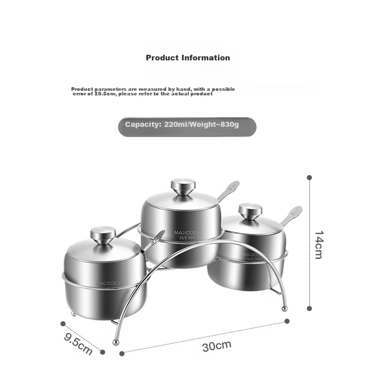 MAXCOOK 304 Stainless Steel Glass Seasoning Container Salt Shaker Powder Dispenser Sugar Powder Barbecue Spice Bottle MCTC1372 12