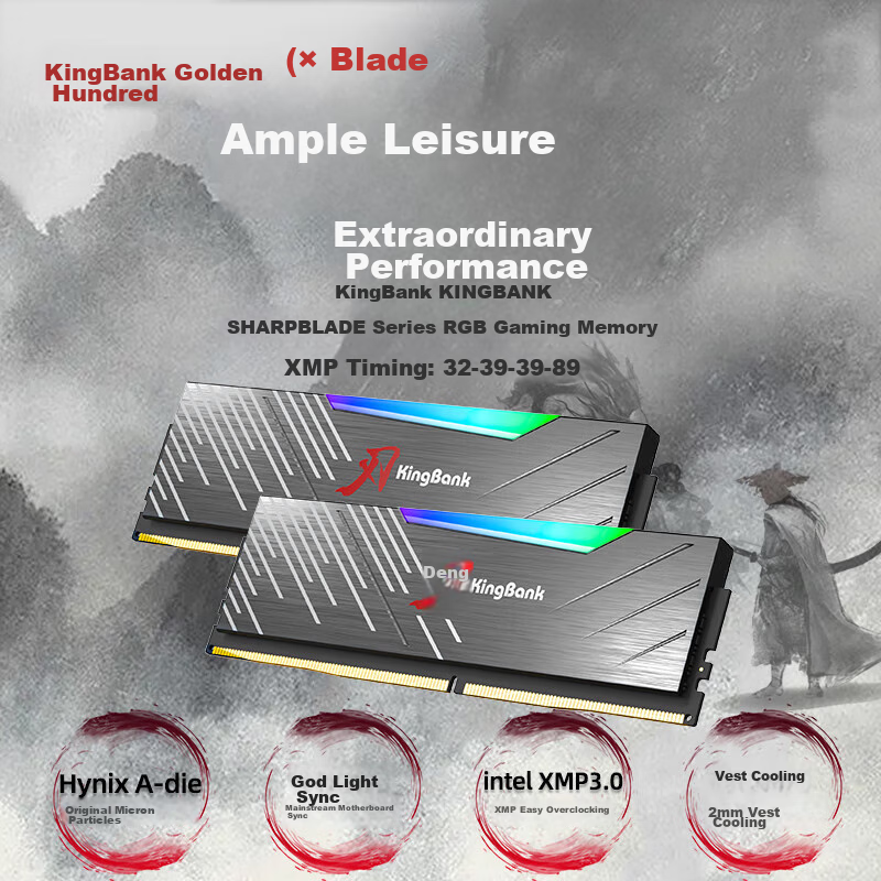 Модуль памяти KINGBANK SHARPBLADE-RGB DDR5 64GB (2x32GB) 6400MHz CL32, черный