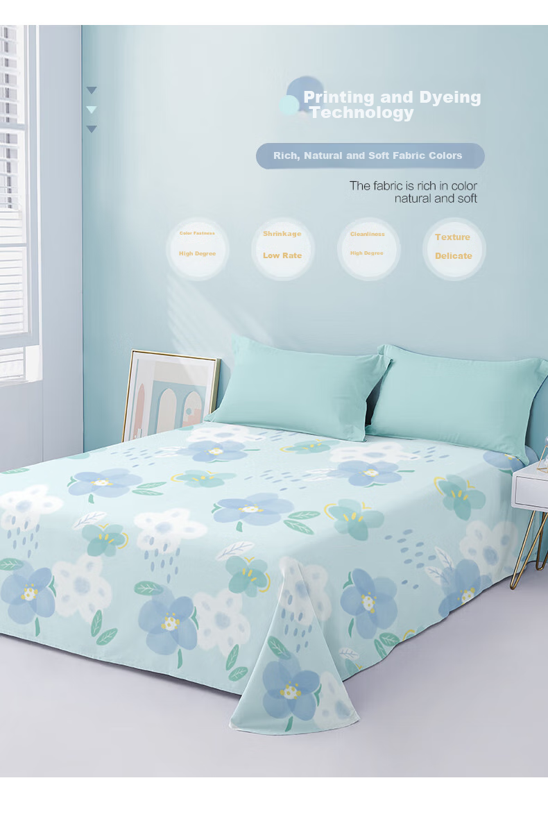 BEYOND Home Textiles Pure Cotton Bed Sheet with Printed Pattern, All-Cotton Bedspread, Single Piece Set, Floral Pattern, 200*230cm 7