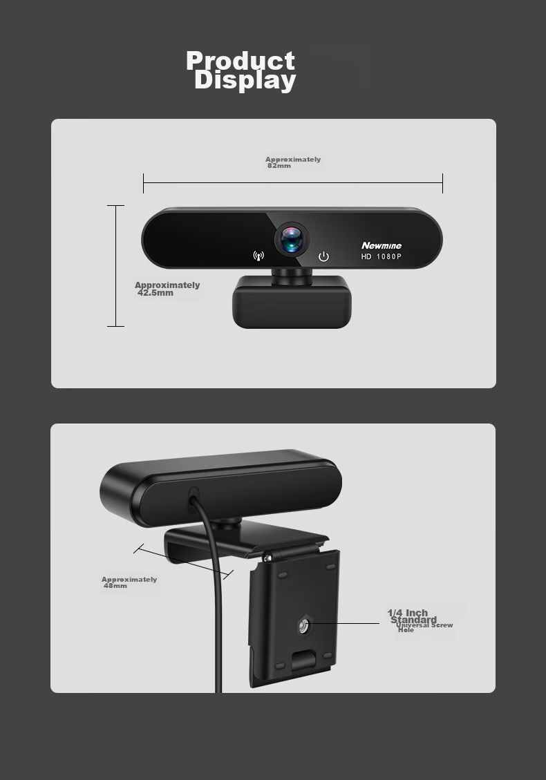 Newmine Computer Webcam with Microphone, HD Live Streaming 1080P Wide-Angle USB Webcam for Desktop, Laptop, External Camera for Home Video Calls, Meetings And Office Use 13